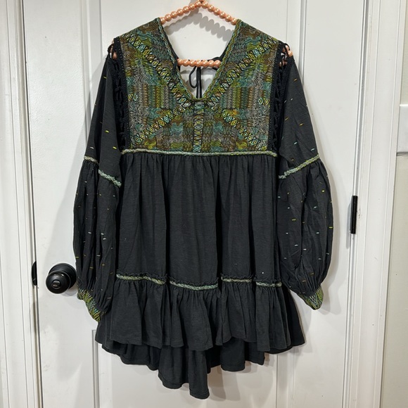 FREE PEOPLE MUCH LOVE EMBROIDERED COTTON TUNIC TOP - Picture 4 of 11